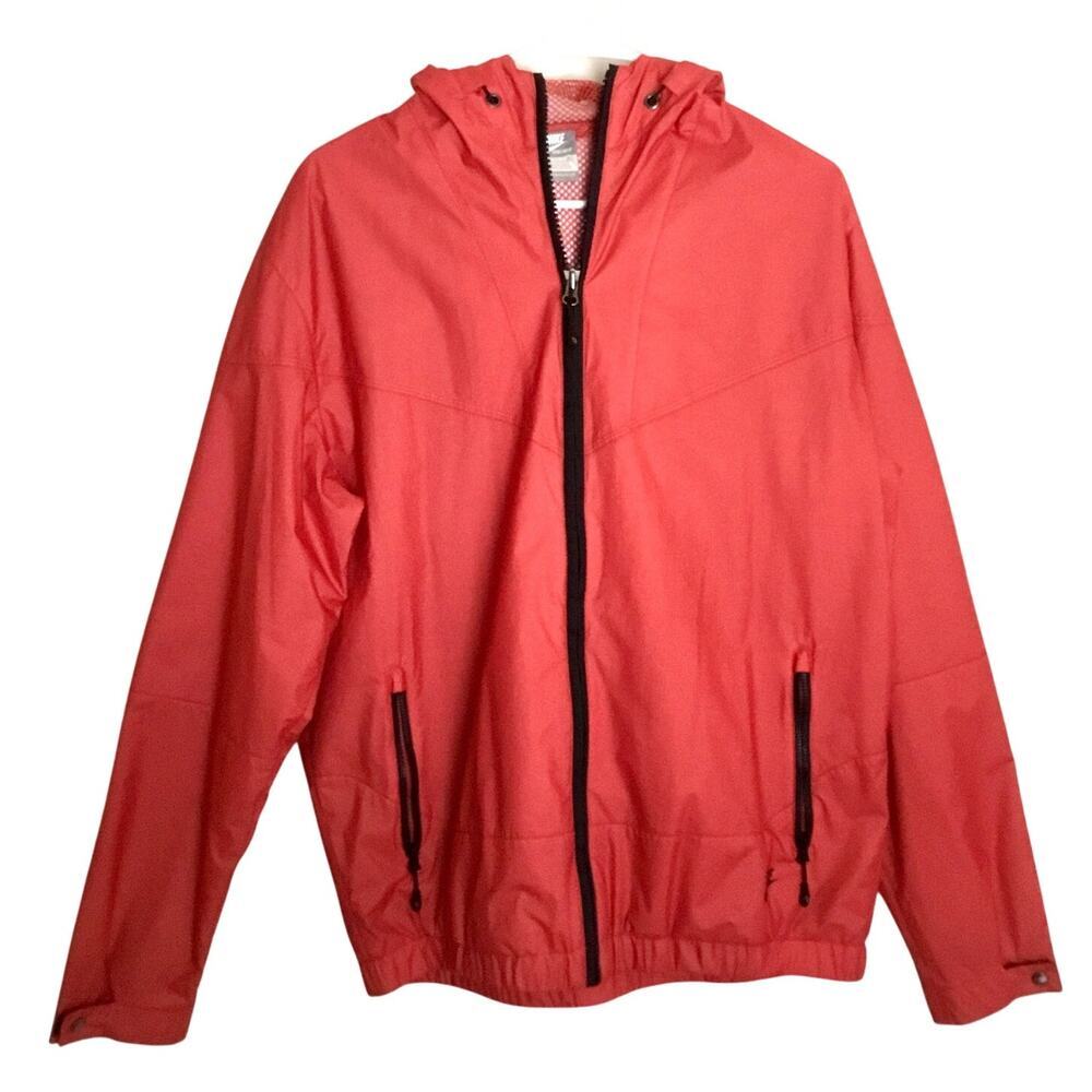 Nike Men's Sportswear Full Zip Windbreak Red Track Rain Hooded Jacket Sz L